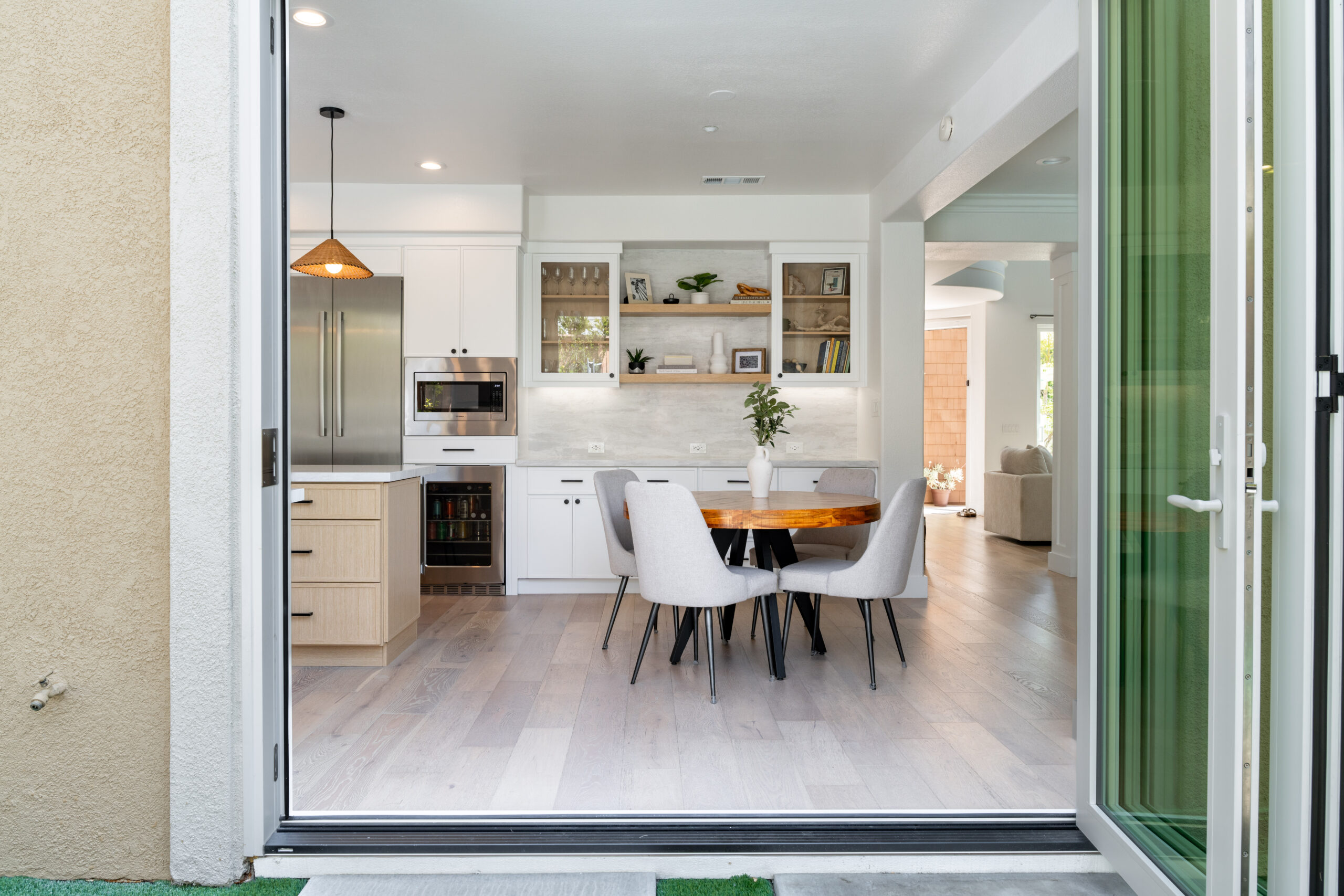 Open-concept kitchen island remodel San Diego with quartz countertops - Lusso Design and Build